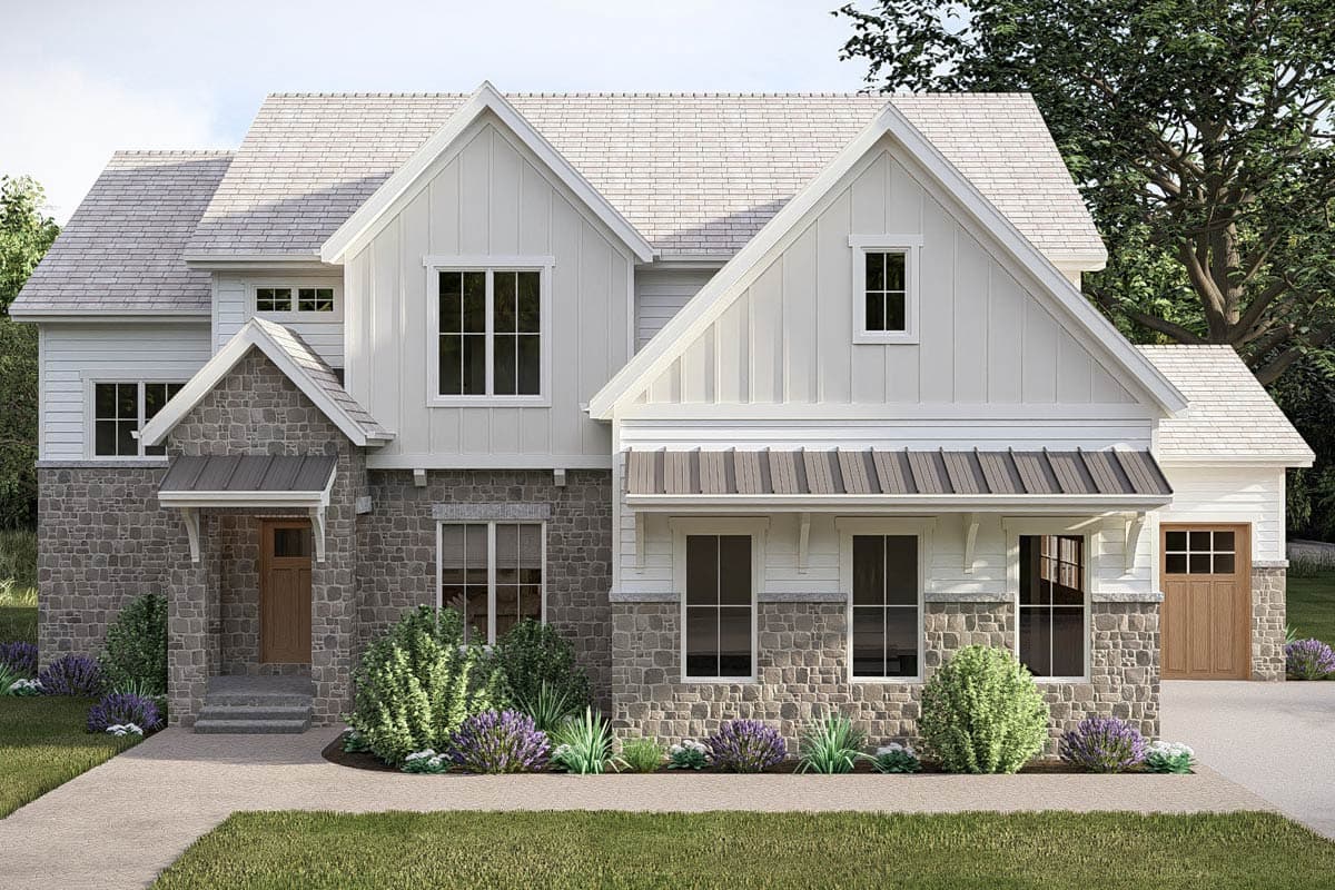 Plan 623678DJ: Modern Farmhouse House Plan with 4 Bedrooms and 3-Car Garage - Image #4 - Modern Farmhouse, Traditional