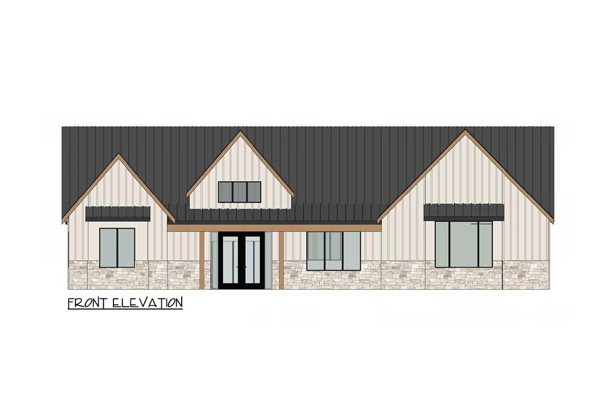 Plan 420213WNT: Stunning Farmhouse House Plan with Three Bedrooms and Three-Car Garage - Image #2 - Country, Farmhouse, Hill Country