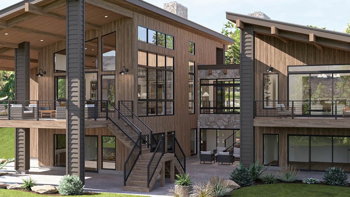 Plan 623679DJ: Modern Mountain House Plan with 3-Car Garage and Courtyard Living - Image #8 - Contemporary, Modern, Mountain