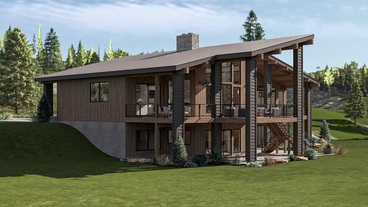 Plan 623679DJ: Modern Mountain House Plan with 3-Car Garage and Courtyard Living - Image #5 - Contemporary, Modern, Mountain