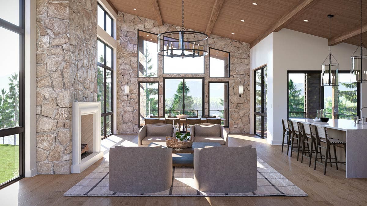 Plan 623679DJ: Modern Mountain House Plan with 3-Car Garage and Courtyard Living - Image #11 - Contemporary, Modern, Mountain