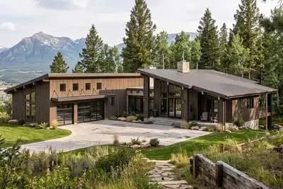 Modern Mountain House Plan with 3-Car Garage and Courtyard Living