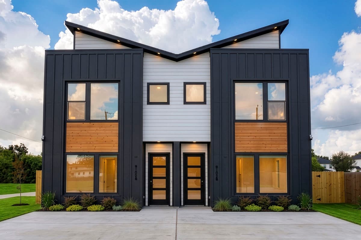 Contemporary Multi-Family House Plan with Two Bedrooms and Modern Style