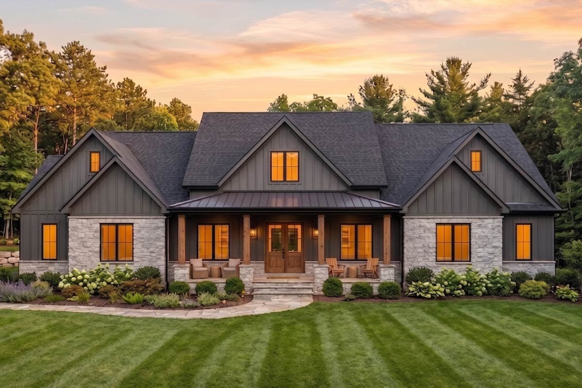 Plan image - 911080JVD:Spacious Modern Farmhouse House Plan with Three Bedrooms and Large Garage
