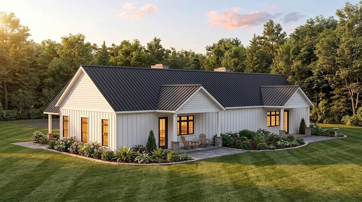 Plan 911081JVD: Two-Unit Farmhouse House Plan with Two-Car Garage - Image #3 - Country, Farmhouse, New American, Ranch