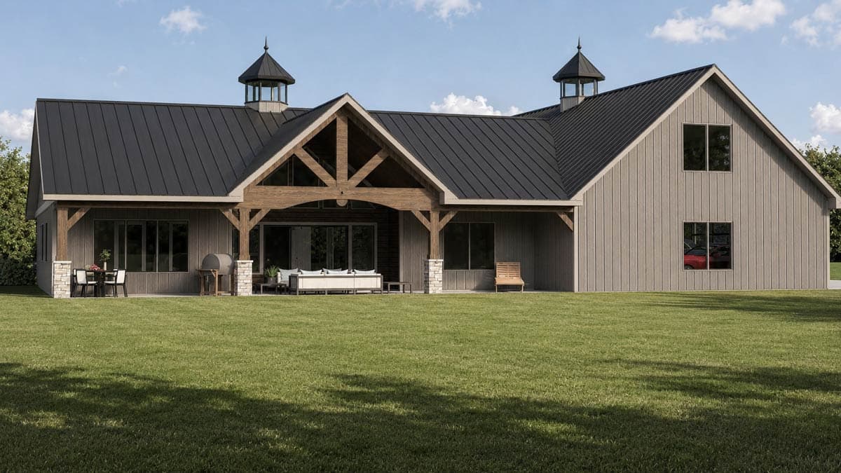 Plan 135477GRA: Modern Farmhouse House Plan with Four Bedrooms and Attached Four-Car Garage - Image #4 - Country, Craftsman, Farmhouse, Modern Farmhouse, New American