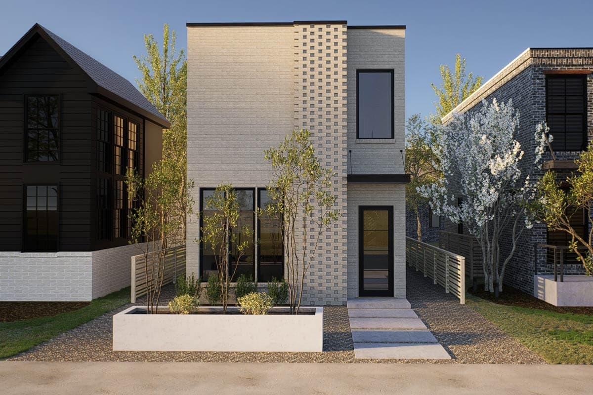 Plan image - 302018PSK:Contemporary Modern Three Bedroom House Plan with Narrow Footprint
