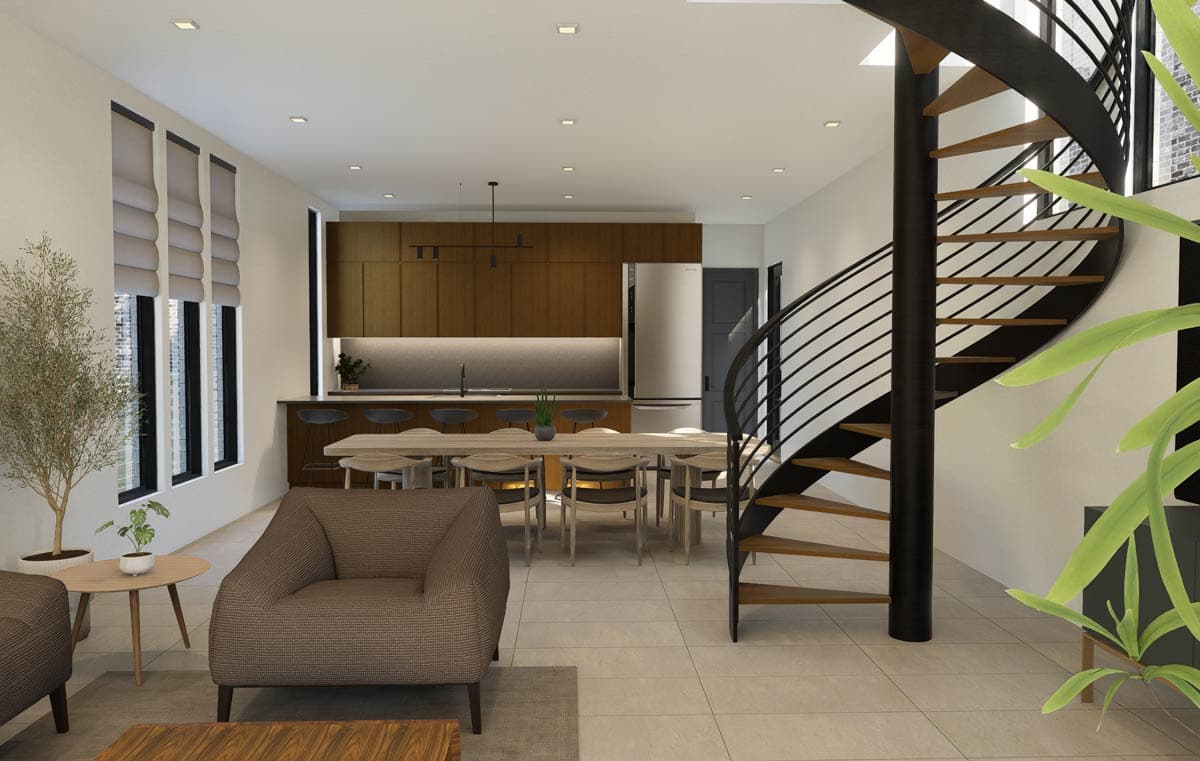 Plan 302018PSK: Contemporary Modern Three Bedroom House Plan with Narrow Footprint - Image #3 - Contemporary, Modern