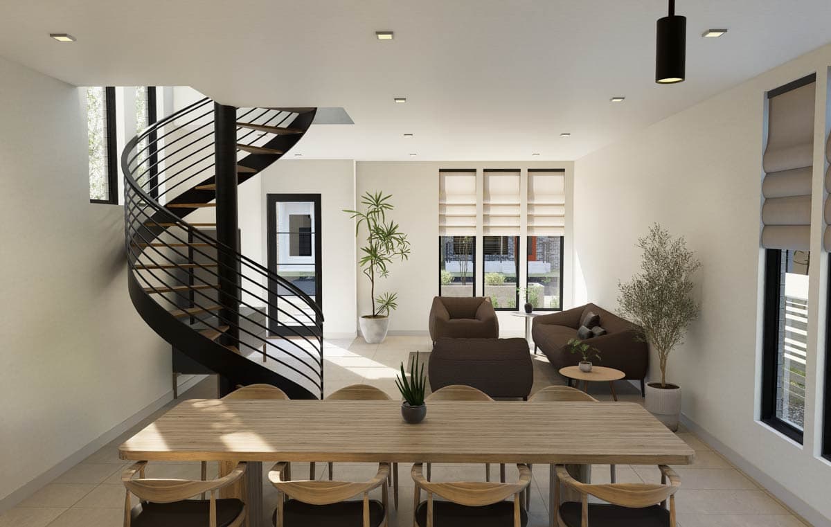 Plan 302018PSK: Contemporary Modern Three Bedroom House Plan with Narrow Footprint - Image #4 - Contemporary, Modern
