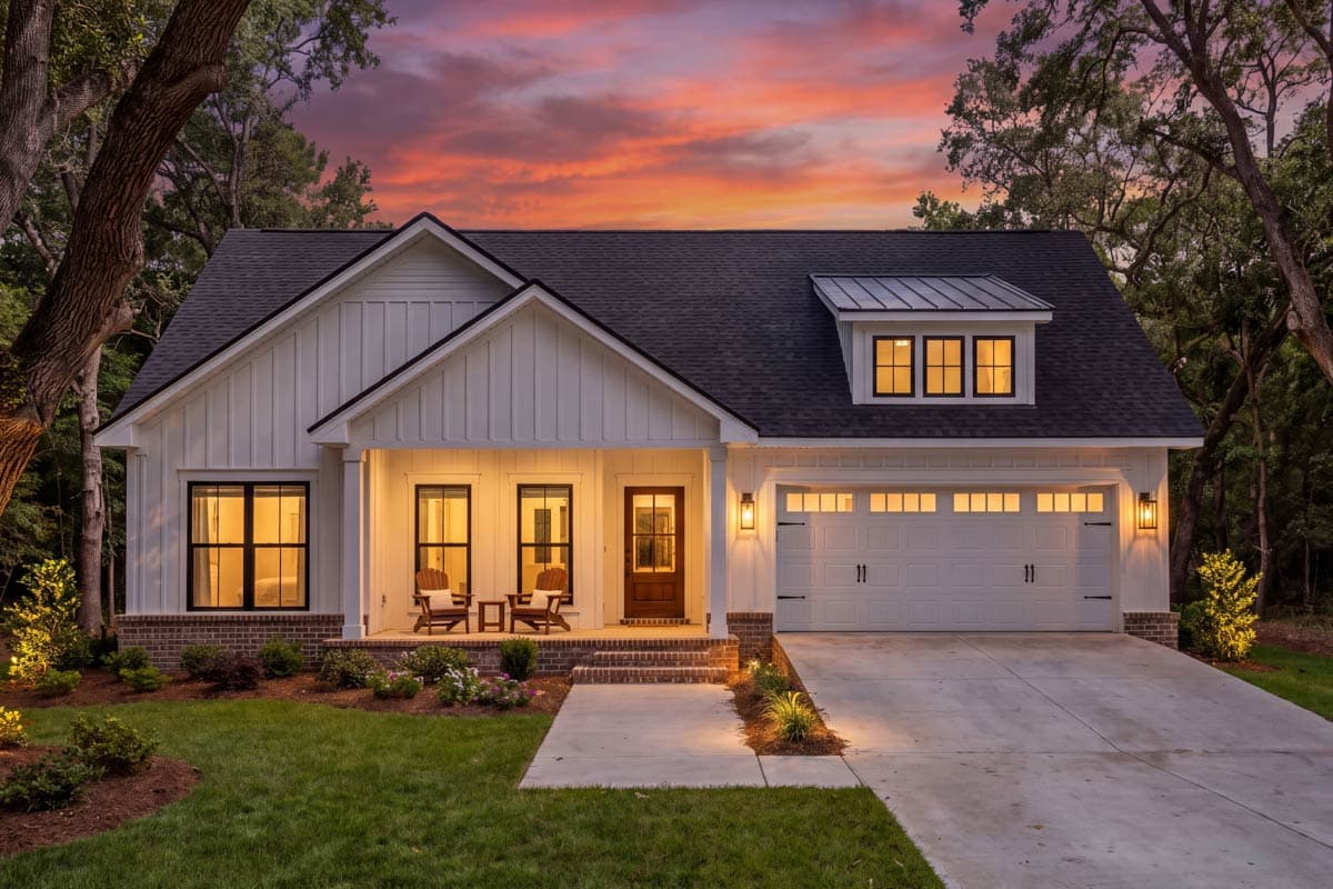 Plan 52061HZ: Modern Farmhouse House Plan with 3 Bedrooms and 1400 Square Feet - Image #3 - Country, Modern Farmhouse, Traditional
