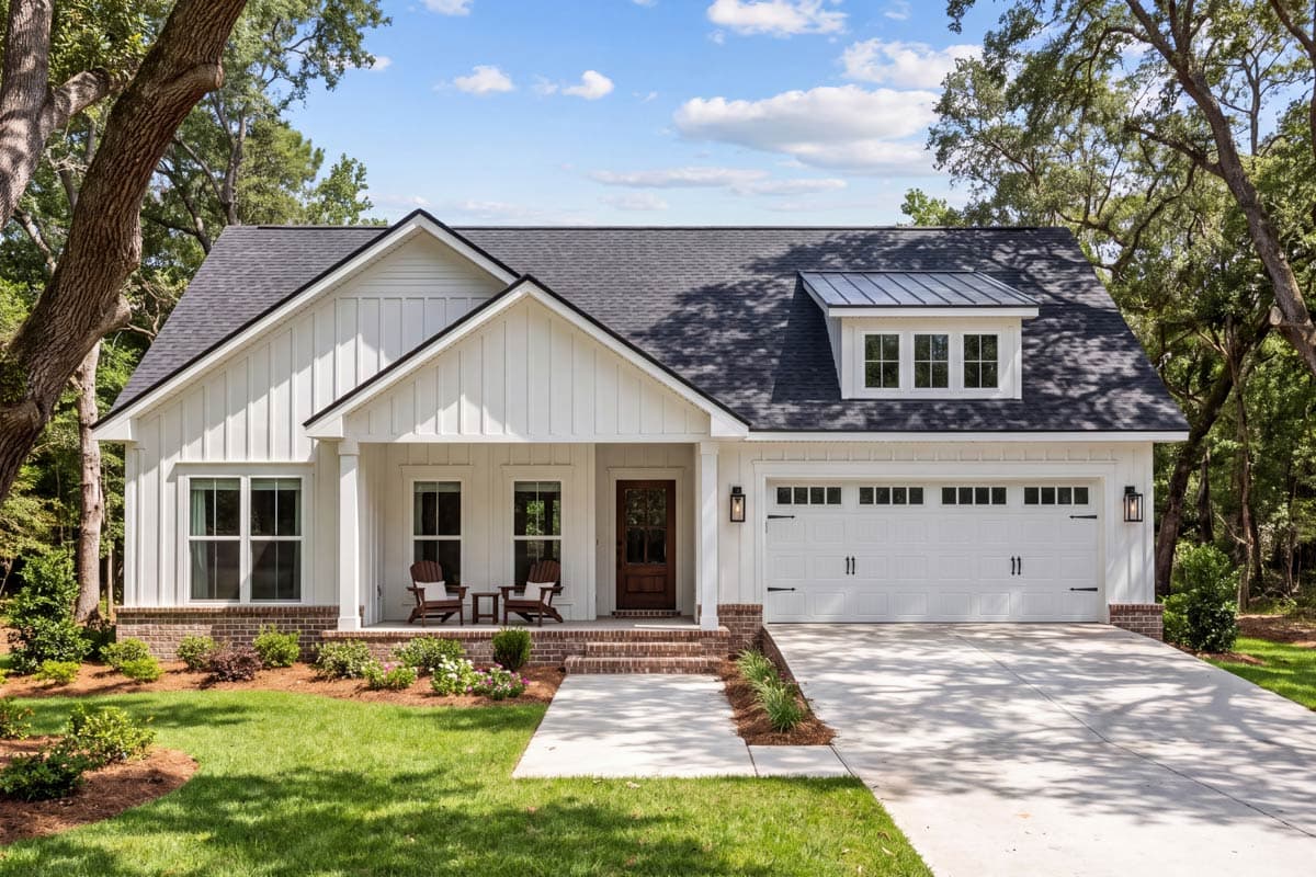 Plan 52061HZ: Modern Farmhouse House Plan with 3 Bedrooms and 1400 Square Feet - Image #2 - Country, Modern Farmhouse, Traditional