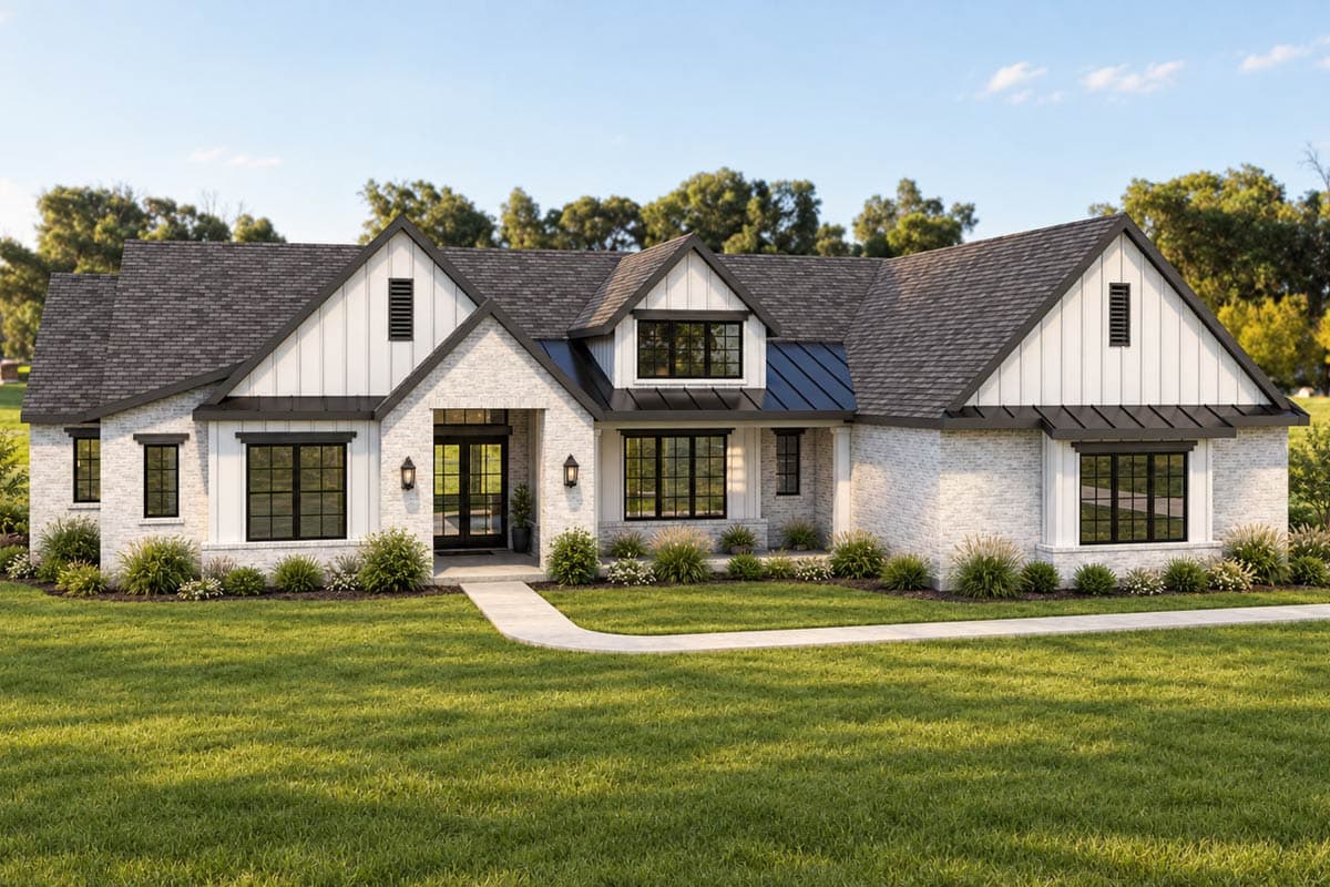 Modern Transitional House Plan with 4 Bedrooms and 2,924 Square Feet