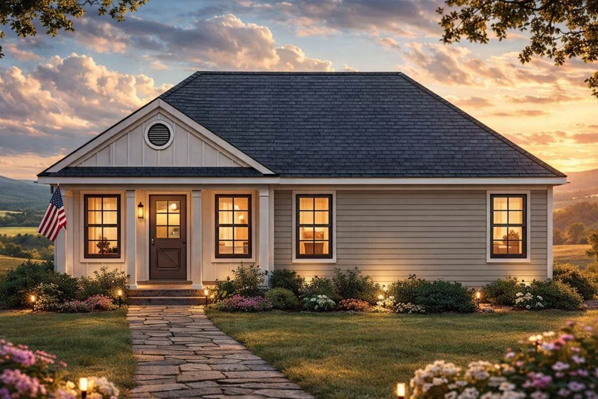 Plan 54080LK: Charming Two Bedroom Modern Farmhouse Cottage House Plan - Image #2 - Cottage, Modern Farmhouse, New American, Traditional