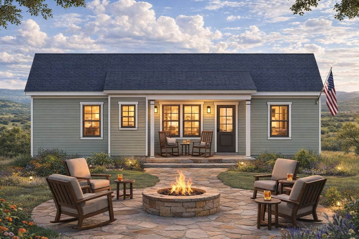 Plan 54081LK: 2-Bedroom New American Cottage Plan with Covered Front and Rear Porches - Image #4 - Cottage, New American, Ranch, Traditional