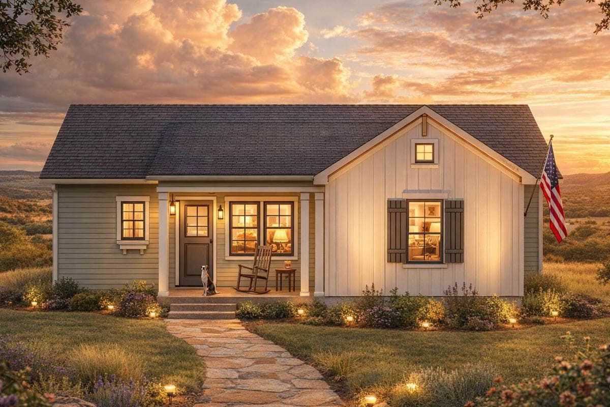 Plan 54081LK: 2-Bedroom New American Cottage Plan with Covered Front and Rear Porches - Image #3 - Cottage, New American, Ranch, Traditional