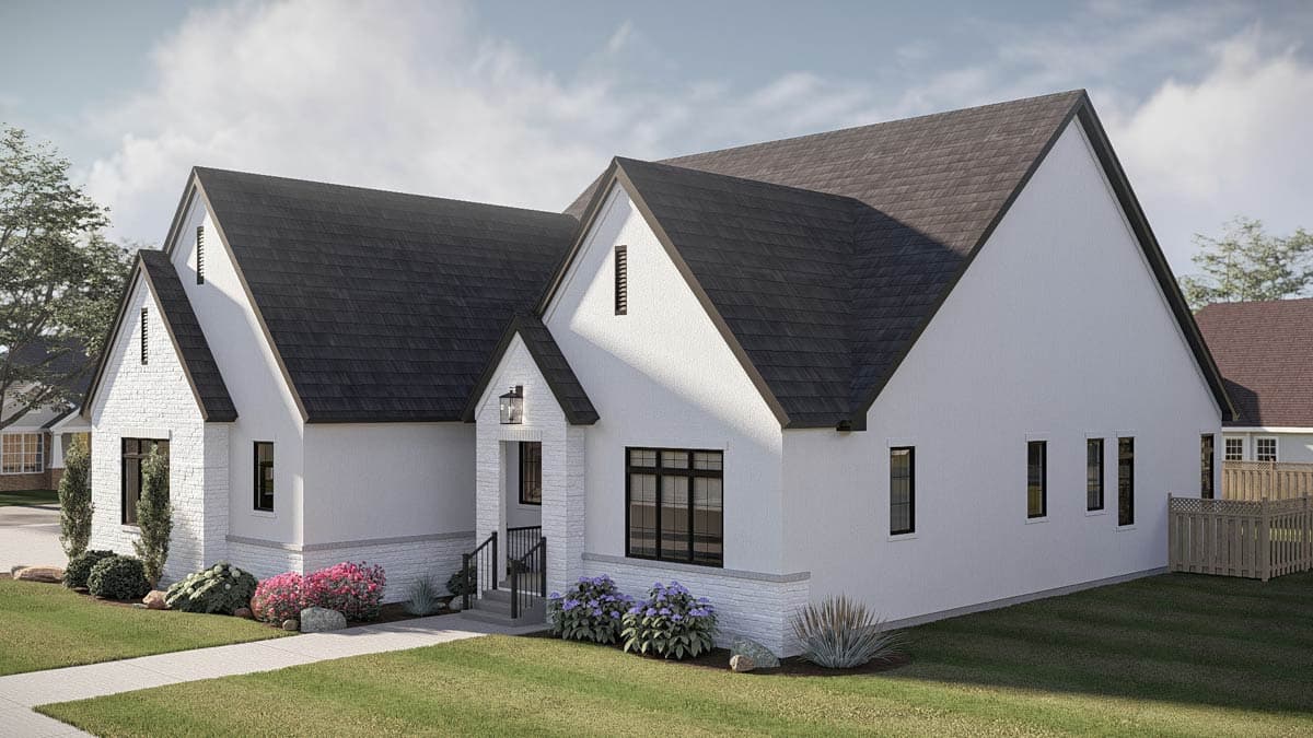 Plan 623680DJ: Modern Transitional House Plan with 3 Bedrooms and Courtyard - Image #5 - European, Modern, Transitional
