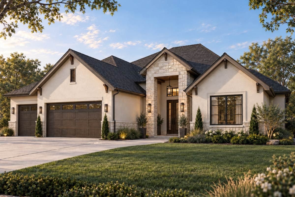 Plan image - 405179FDC:Sophisticated European Style House Plan Featuring Three Bedrooms and Luxury Amenities