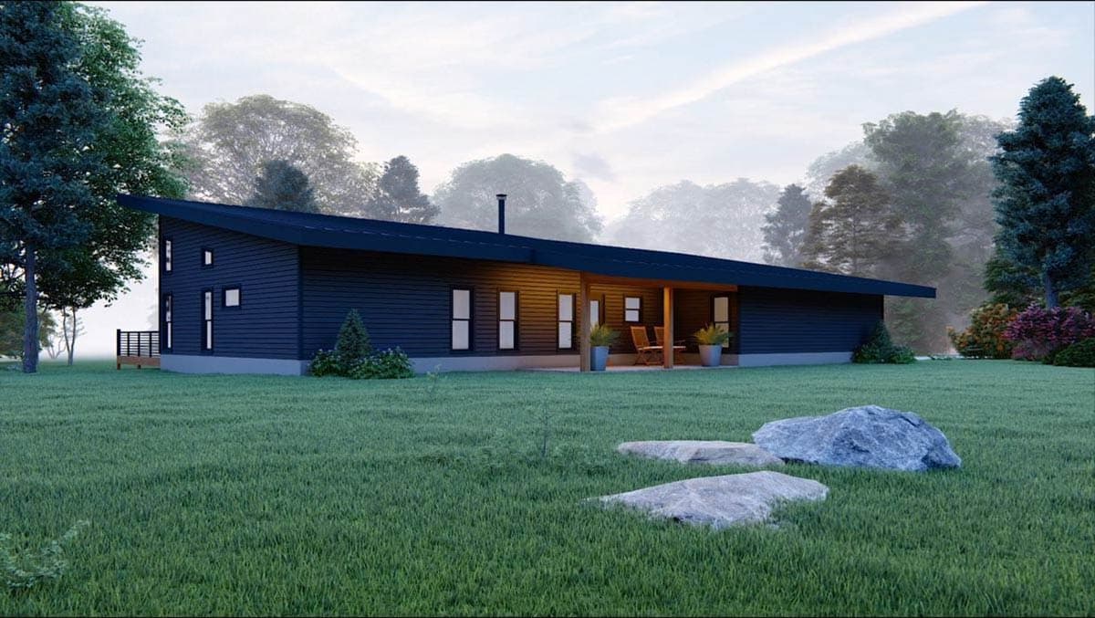 Plan 680709VR: Mid Century Modern Ranch House Plan with Two Primary Suites - Image #2 - Mid Century Modern, Modern, Ranch, Vacation