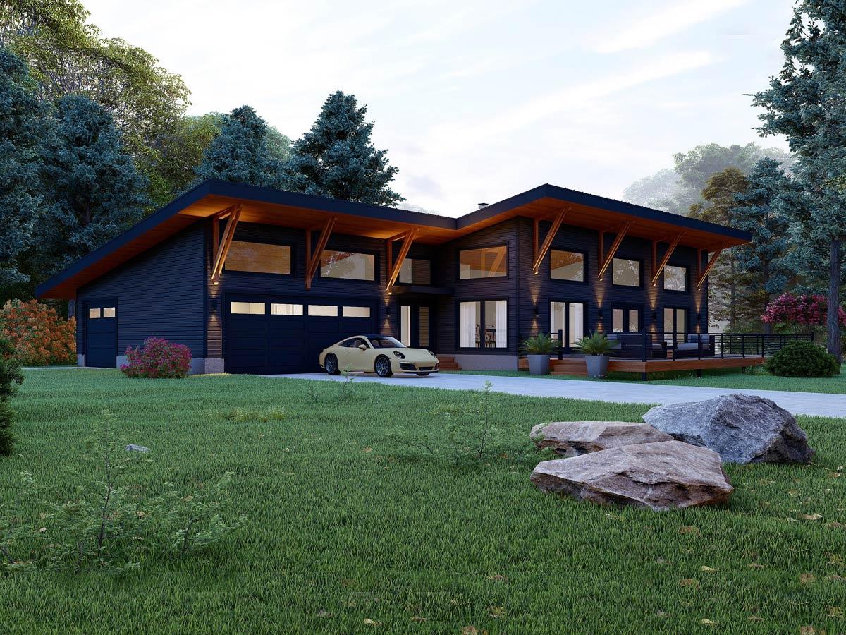 Plan 680709VR: Mid Century Modern Ranch House Plan with Two Primary Suites - Image #4 - Mid Century Modern, Modern, Ranch, Vacation
