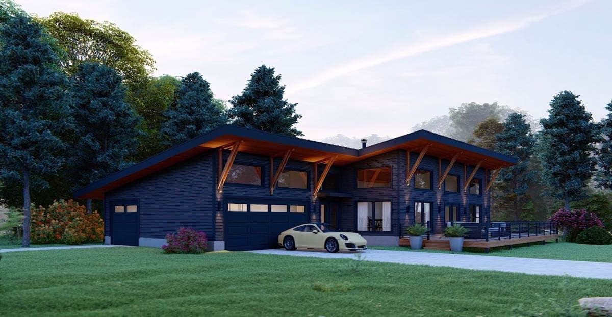 Plan 680709VR: Mid Century Modern Ranch House Plan with Two Primary Suites - Image #5 - Mid Century Modern, Modern, Ranch, Vacation