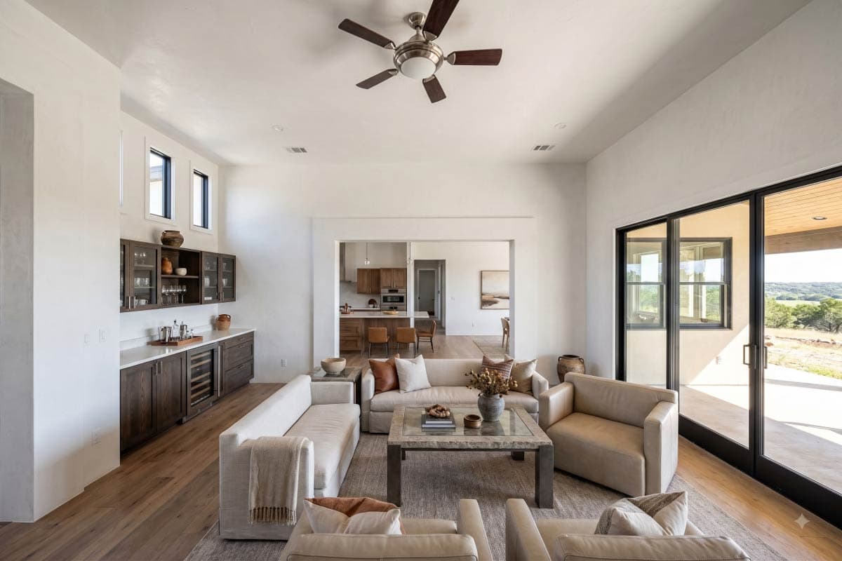Plan 307754RAD: Modern Single Story House Plan with Three Bedrooms and Three-Car Garage - Image #9 - Hill Country, Modern, Ranch