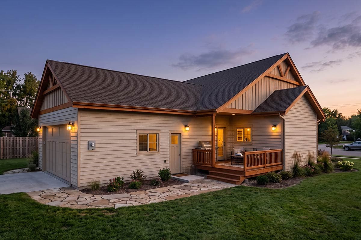 Plan 180032VNW: Craftsman Mountain Ranch House Plan with Three Bedrooms and Attached Garage - Image #2 - Craftsman, Mountain, Ranch, Rustic