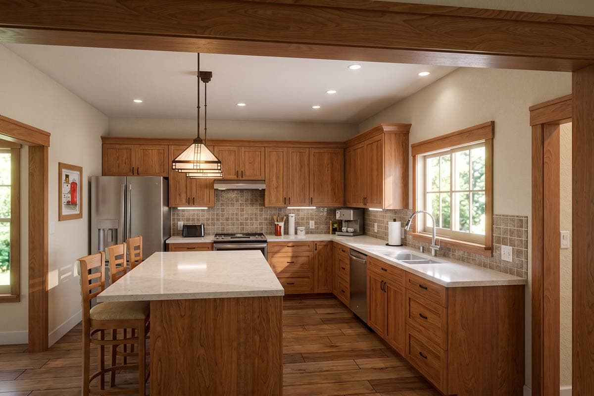 Plan 180032VNW: Craftsman Mountain Ranch House Plan with Three Bedrooms and Attached Garage - Image #5 - Craftsman, Mountain, Ranch, Rustic