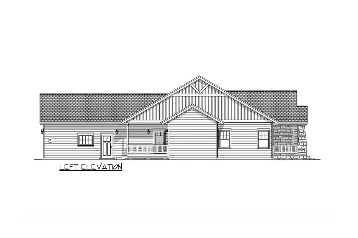 Plan 180032VNW: Craftsman Mountain Ranch House Plan with Three Bedrooms and Attached Garage - Image #7 - Craftsman, Mountain, Ranch, Rustic
