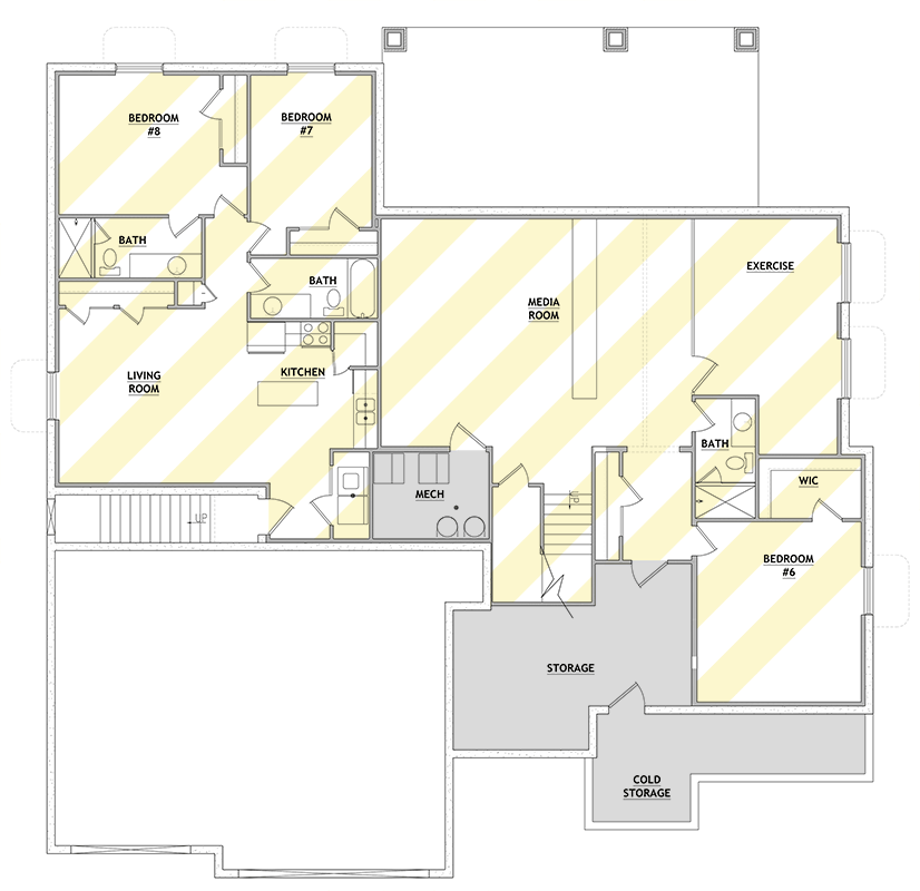 Plan 849182PGE: Spacious Farmhouse House Plan with Six Bedrooms and Three-Car Garage - Floor Plan - Optional Lower Level - Country, Craftsman, Farmhouse, New American, Traditional