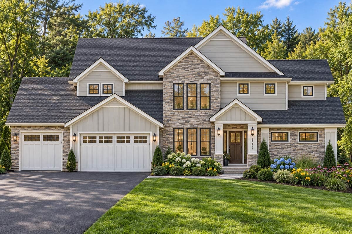 Plan image - 849182PGE:Spacious Farmhouse House Plan with Six Bedrooms and Three-Car Garage