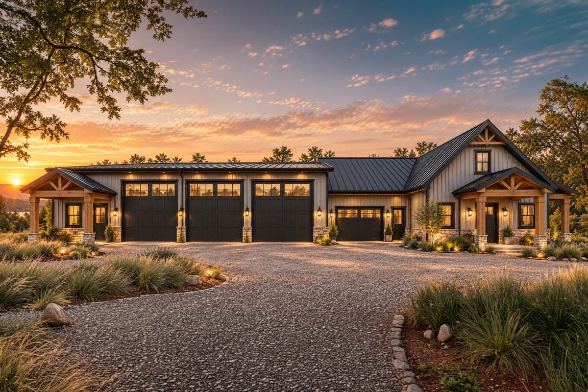 Barndominium House Plan with Massive 3,000 Square Foot Attached Workshop
