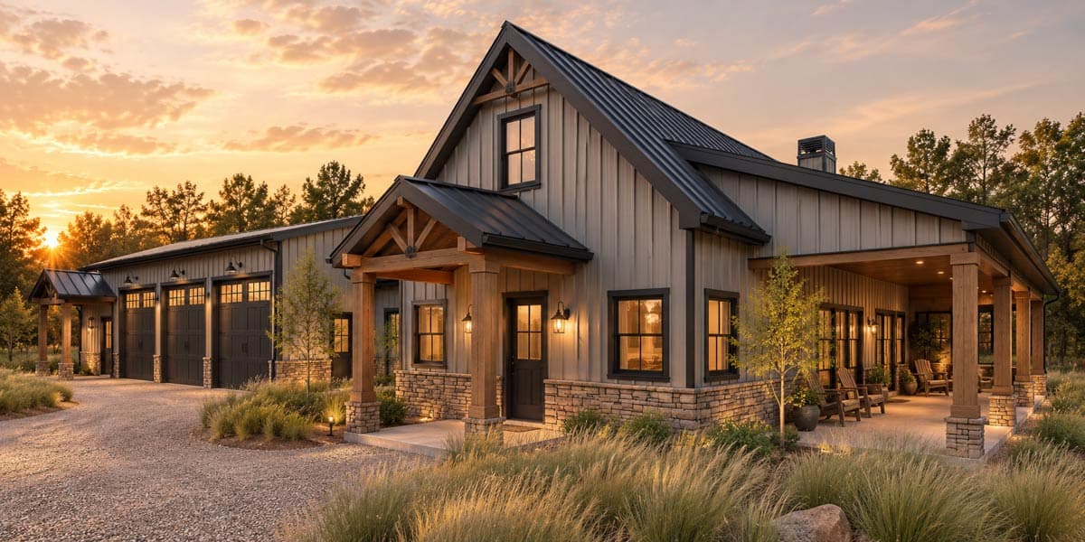 Plan 871901JEN: Barndominium House Plan with Massive 3,000 Square Foot Attached Workshop - Image #2 - Barndominium, New American