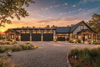 Barndominium House Plan with Massive 3,000 Square Foot Attached Workshop