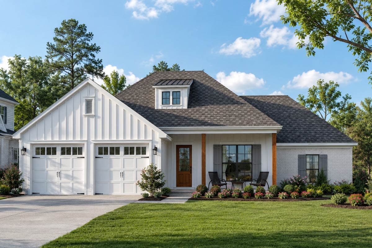 Plan image - 83149DC:Charming Modern Farmhouse House Plan with Three Bedrooms and Attached Garage