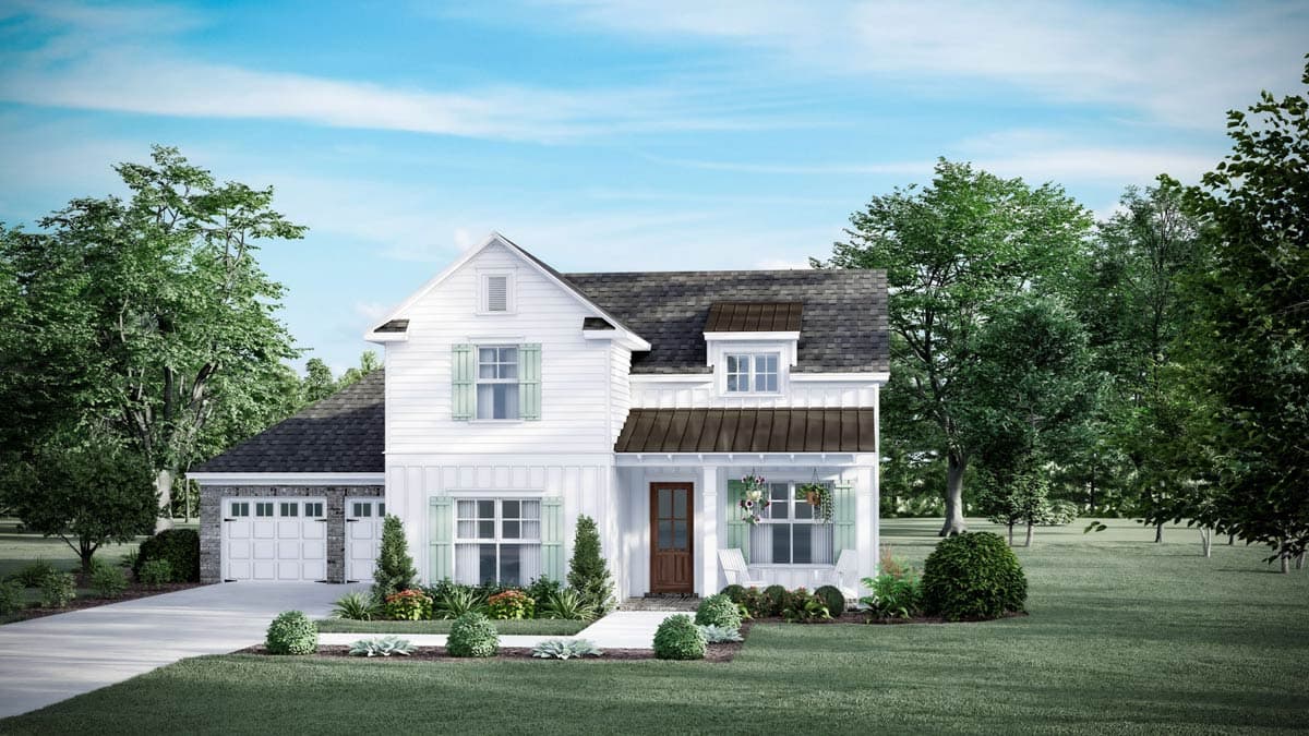 Plan 83152DC: Modern Farmhouse House Plan with 3 Bedrooms and Two-Car Garage - Image #2 - Farmhouse, Traditional