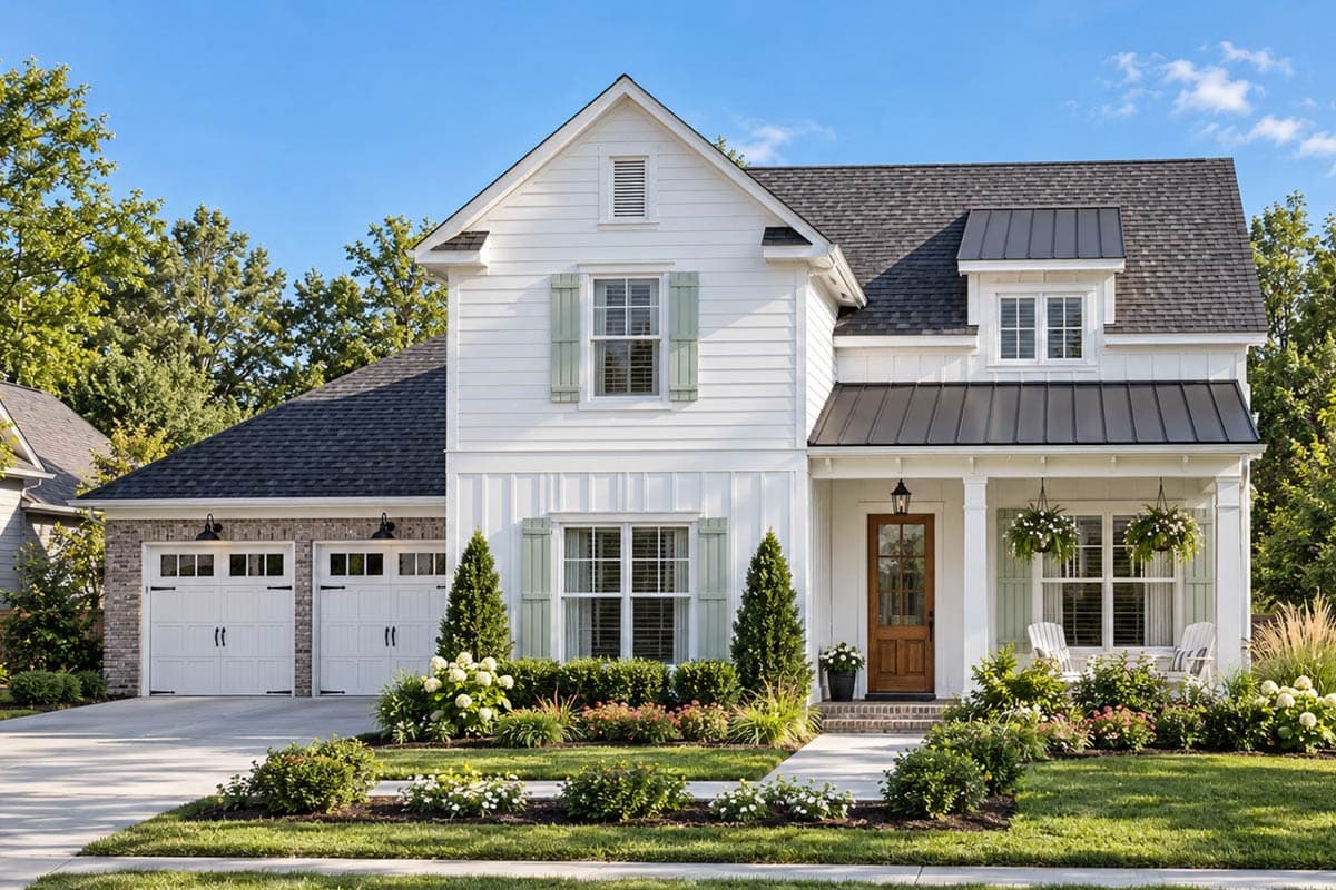 Modern Farmhouse House Plan with 3 Bedrooms and Two-Car Garage