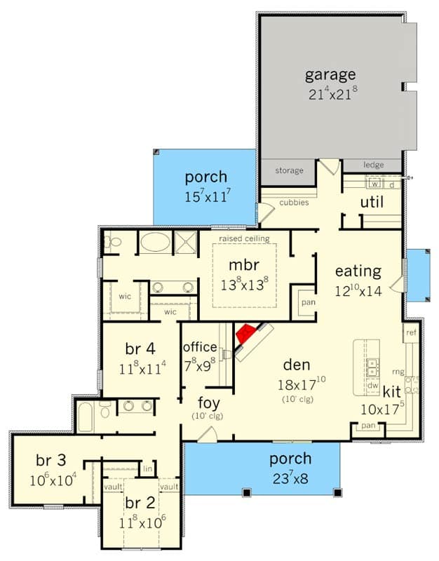 Plan 83154DC: Modern Farmhouse House Plan with 4 Bedrooms and 2-Car Side Garage - Floor Plan - Image #3 - Craftsman, Farmhouse, Modern Farmhouse, New American