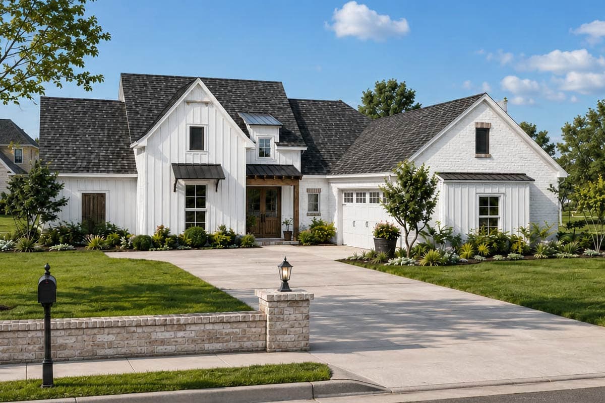 Plan image - 83159DC:Modern Farmhouse House Plan with 4 Bedrooms and Courtyard Entry