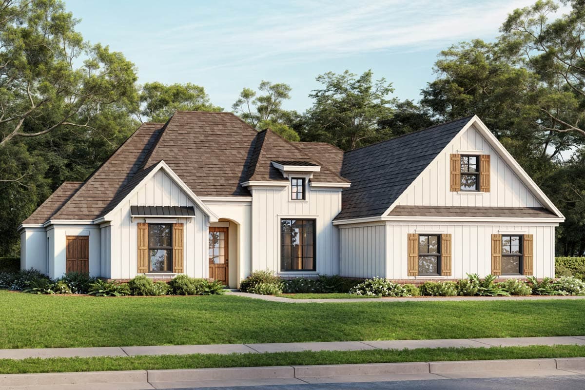 Traditional Program Menu Design Plan 83160DC: Modern Farmhouse House Plan with 4 Bedrooms and Split Layout