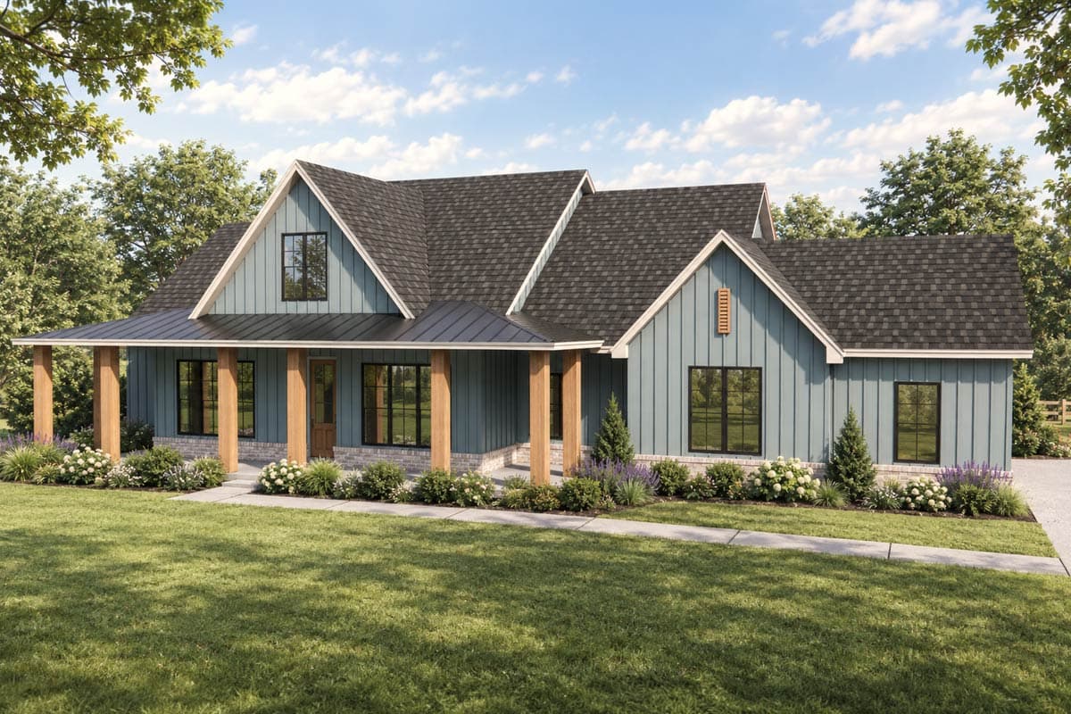 Plan 880025HLN: Modern Farmhouse House Plan with 3-4 Bedrooms and Spacious Porches - Image #2 - Country, Craftsman, Modern Farmhouse, New American