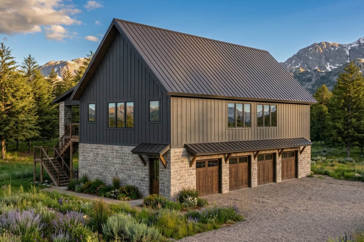 Plan image - 623682DJ:Modern Barndominium Carriage House Plan with Four-Car Garage
