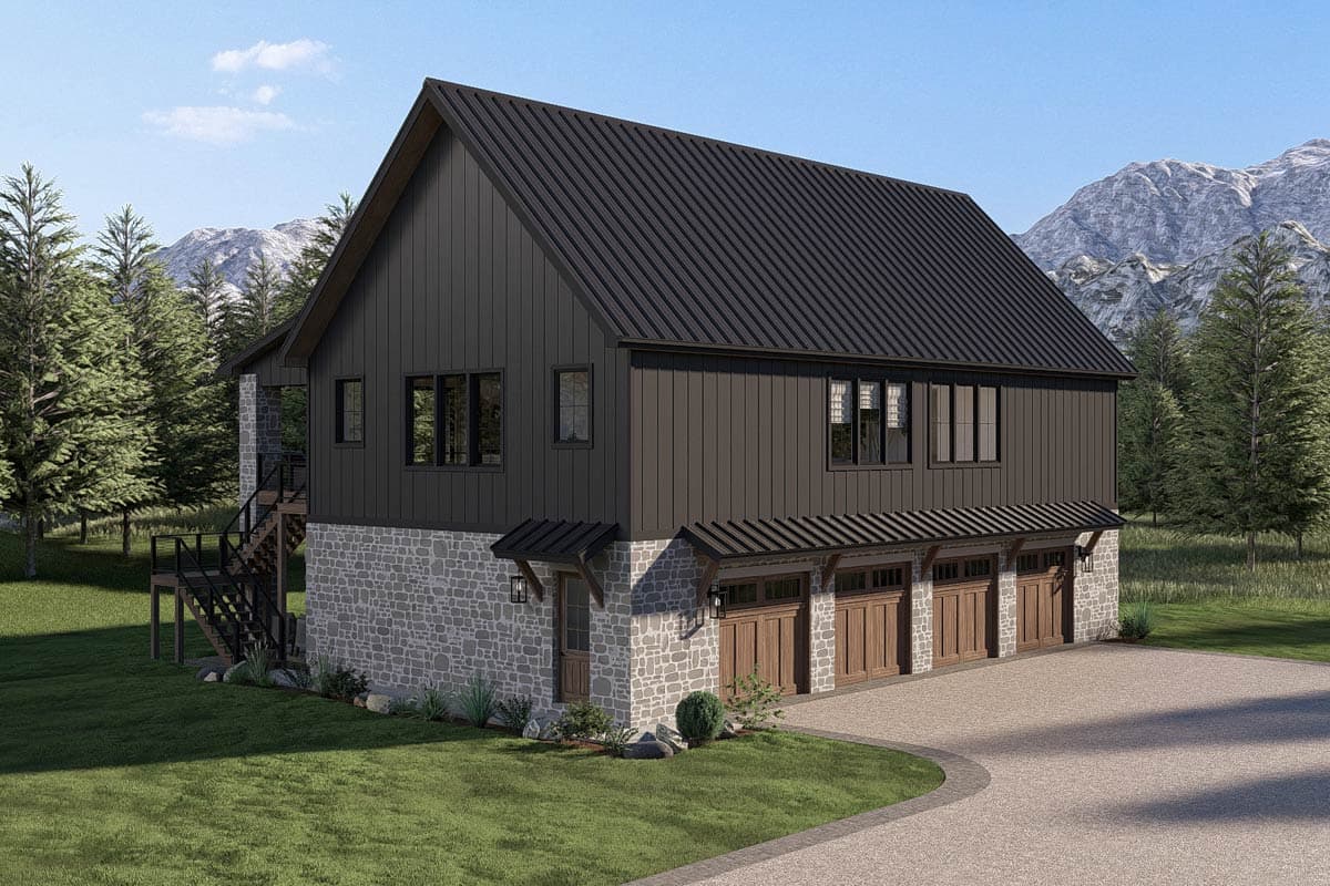Plan 623682DJ: Modern Barndominium Carriage House Plan with Four-Car Garage - Image #3 - Barndominium, Carriage, Country, Craftsman, Farmhouse, Modern Farmhouse