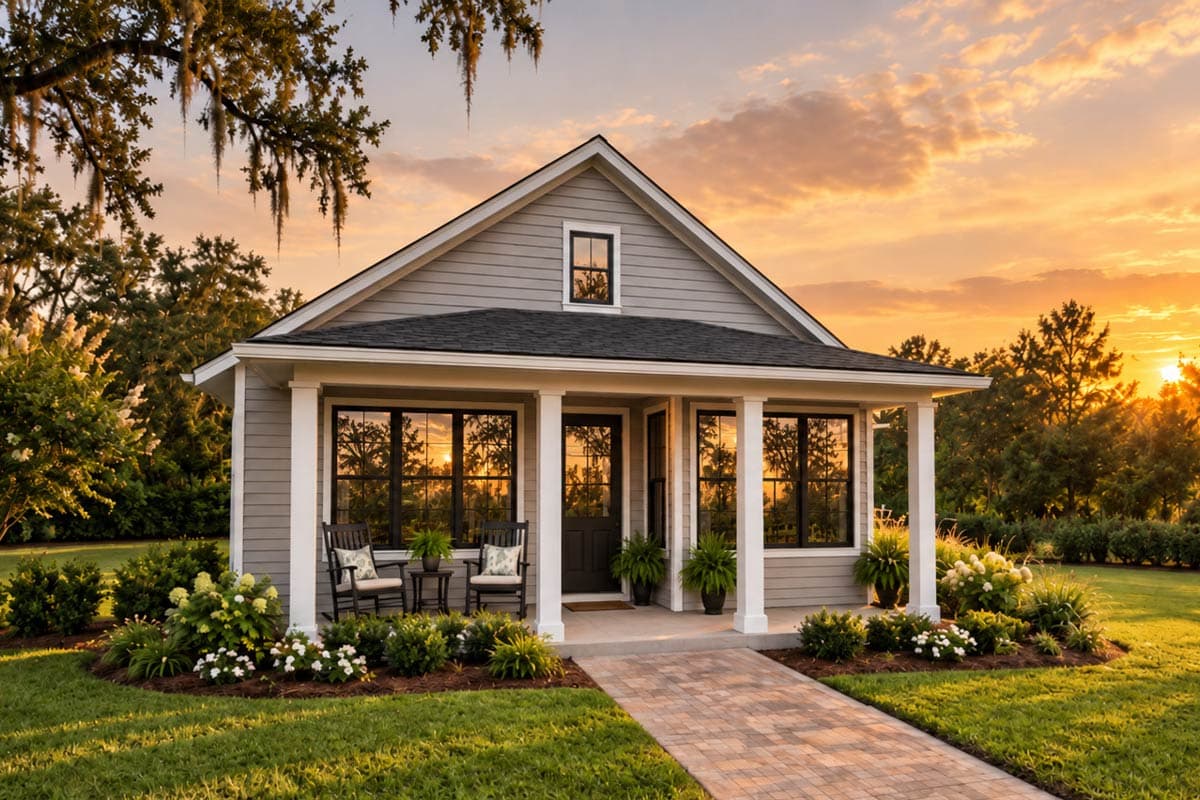 Plan image - 69929AM:Charming Three Bedroom Cottage House Plan with Inviting Front Porch