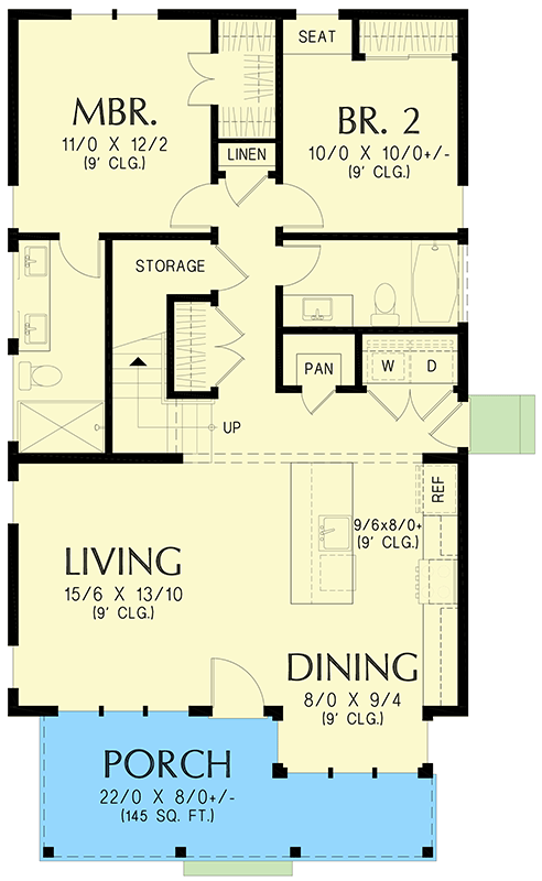 Plan 69930AM: Farmhouse House Plan with Four Bedrooms and Covered Front Porch - Floor Plan - Image #10 - Cottage, Craftsman, Farmhouse, Modern Farmhouse, Traditional