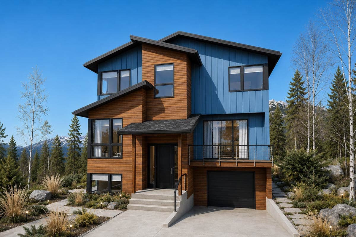 Plan image - 69931AM:Contemporary Four Bedroom Mountain House Plan with Attached Garage