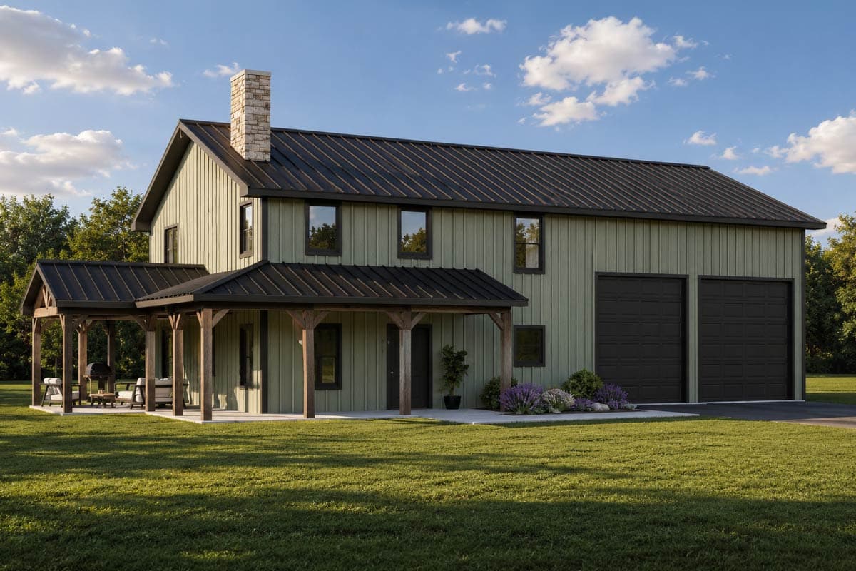 Plan image - 135478GRA:Charming Barndominium House Plan with Three Bedrooms and Attached Garage