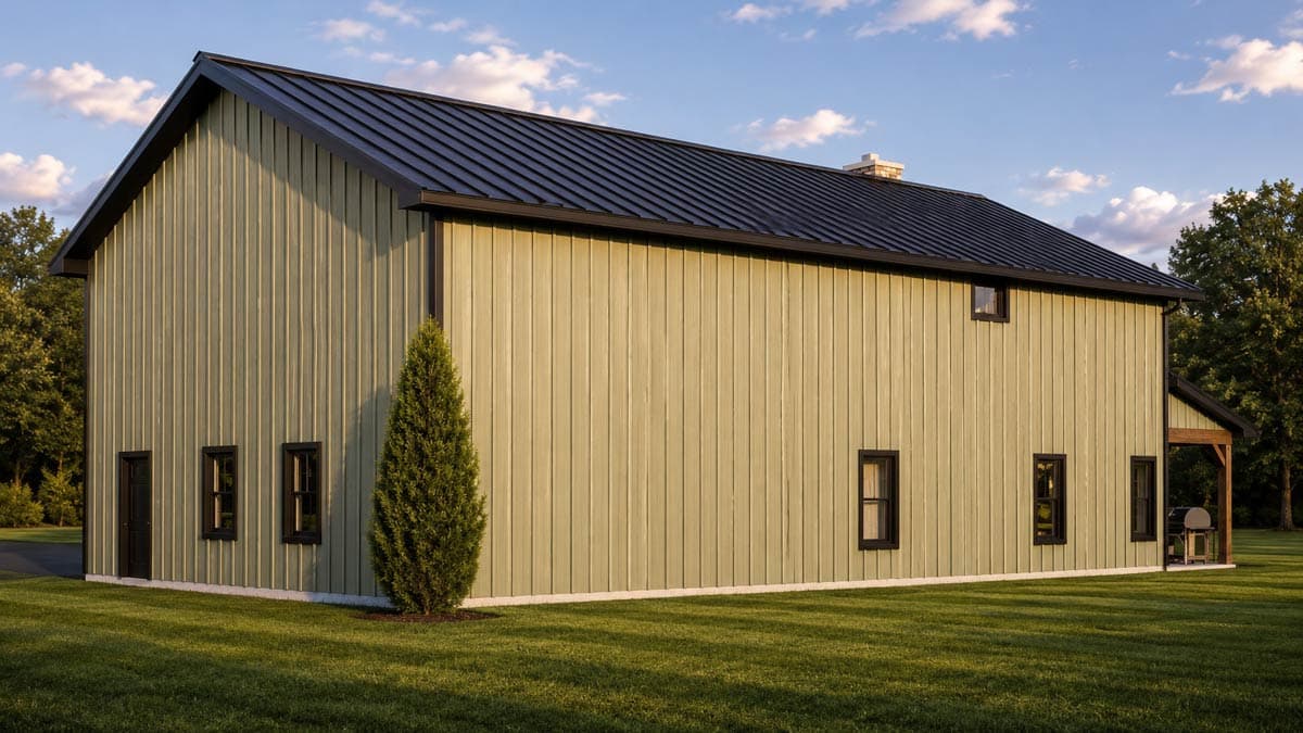 Plan 135478GRA: Charming Barndominium House Plan with Three Bedrooms and Attached Garage - Image #3 - Barndominium, Country, Farmhouse, New American