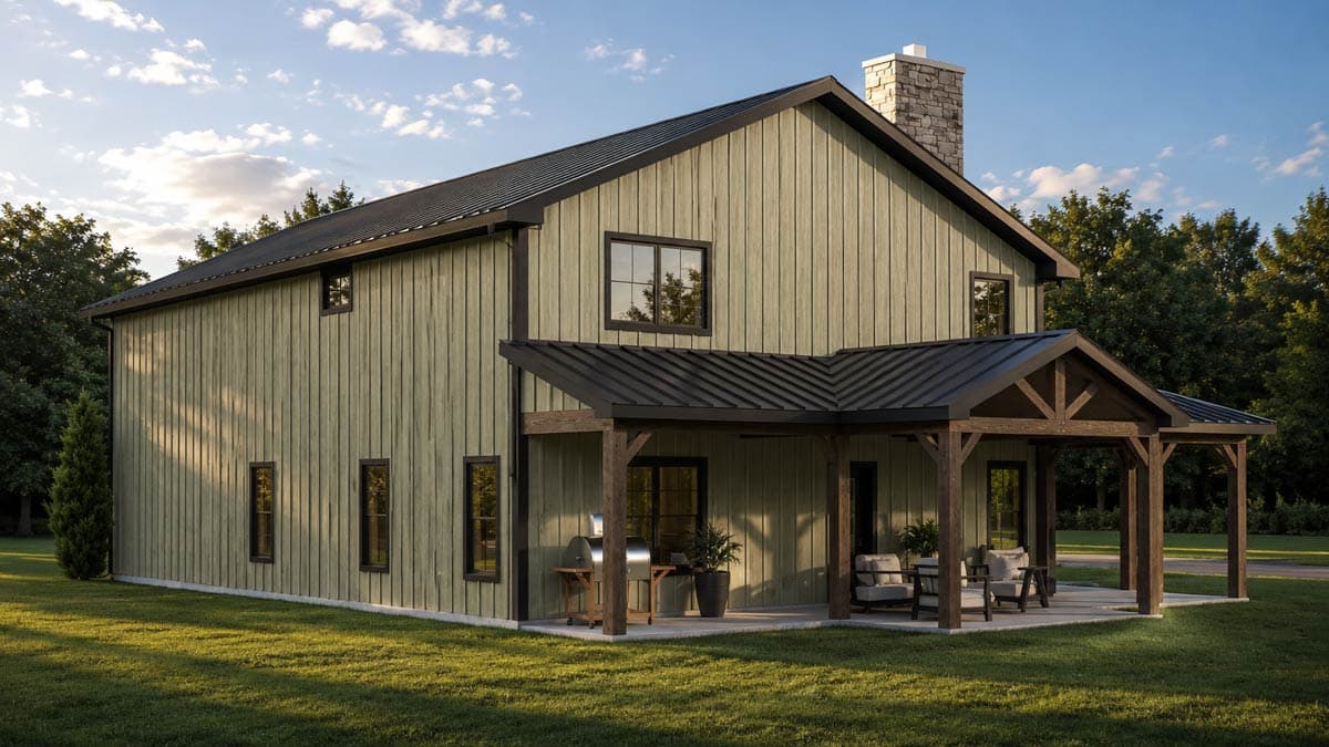 Plan 135478GRA: Charming Barndominium House Plan with Three Bedrooms and Attached Garage - Image #4 - Barndominium, Country, Farmhouse, New American
