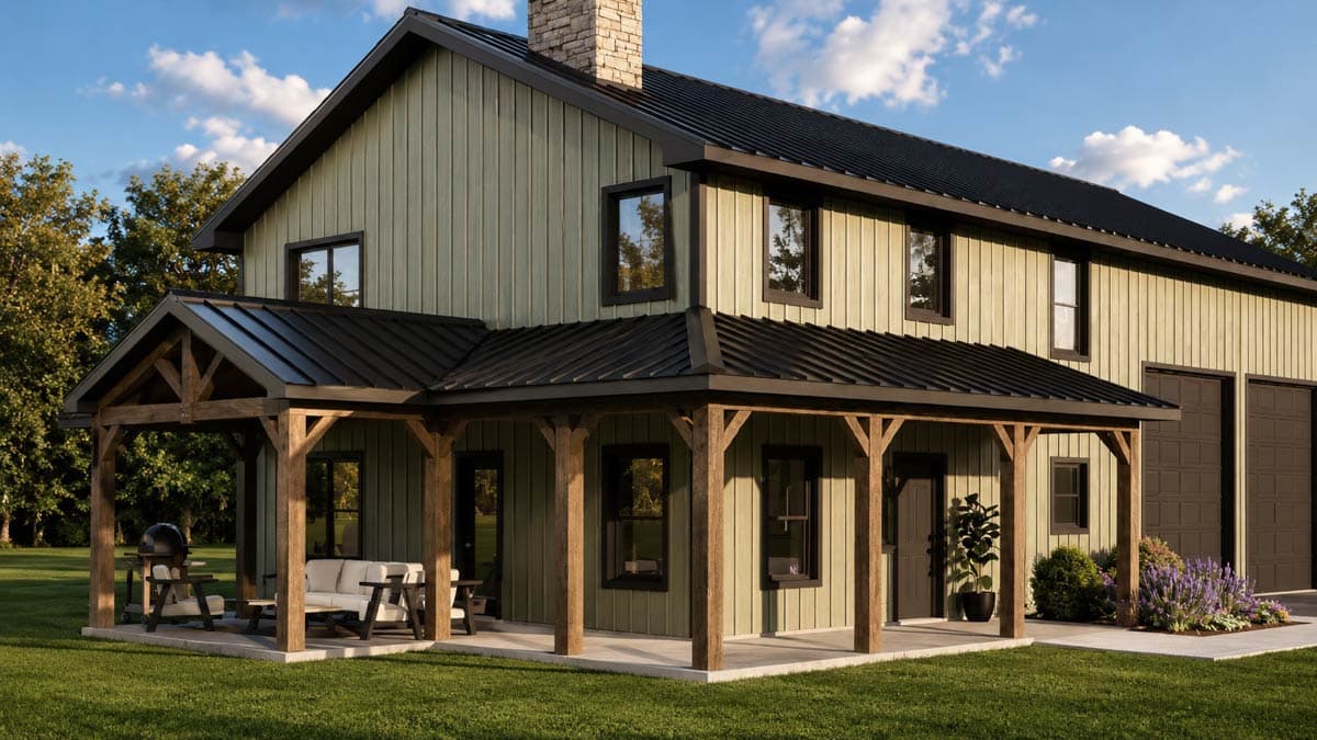 Plan 135478GRA: Charming Barndominium House Plan with Three Bedrooms and Attached Garage - Image #5 - Barndominium, Country, Farmhouse, New American