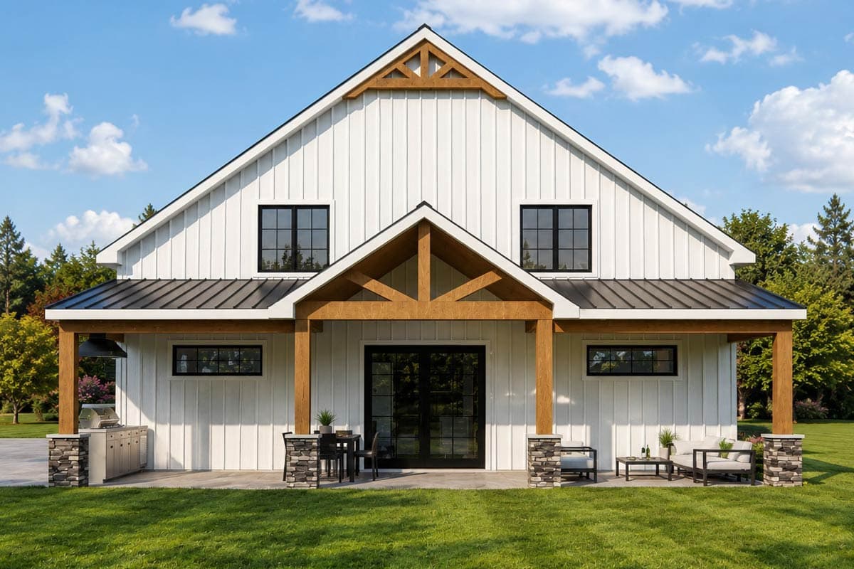 Plan image - 135479GRA:Modern Barndominium House Plan with 3 Bedrooms and Expansive Outdoor Kitchen